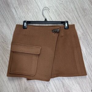 Burberry Camel Color Micro Mini Y2K Wool Skirt SZ 6